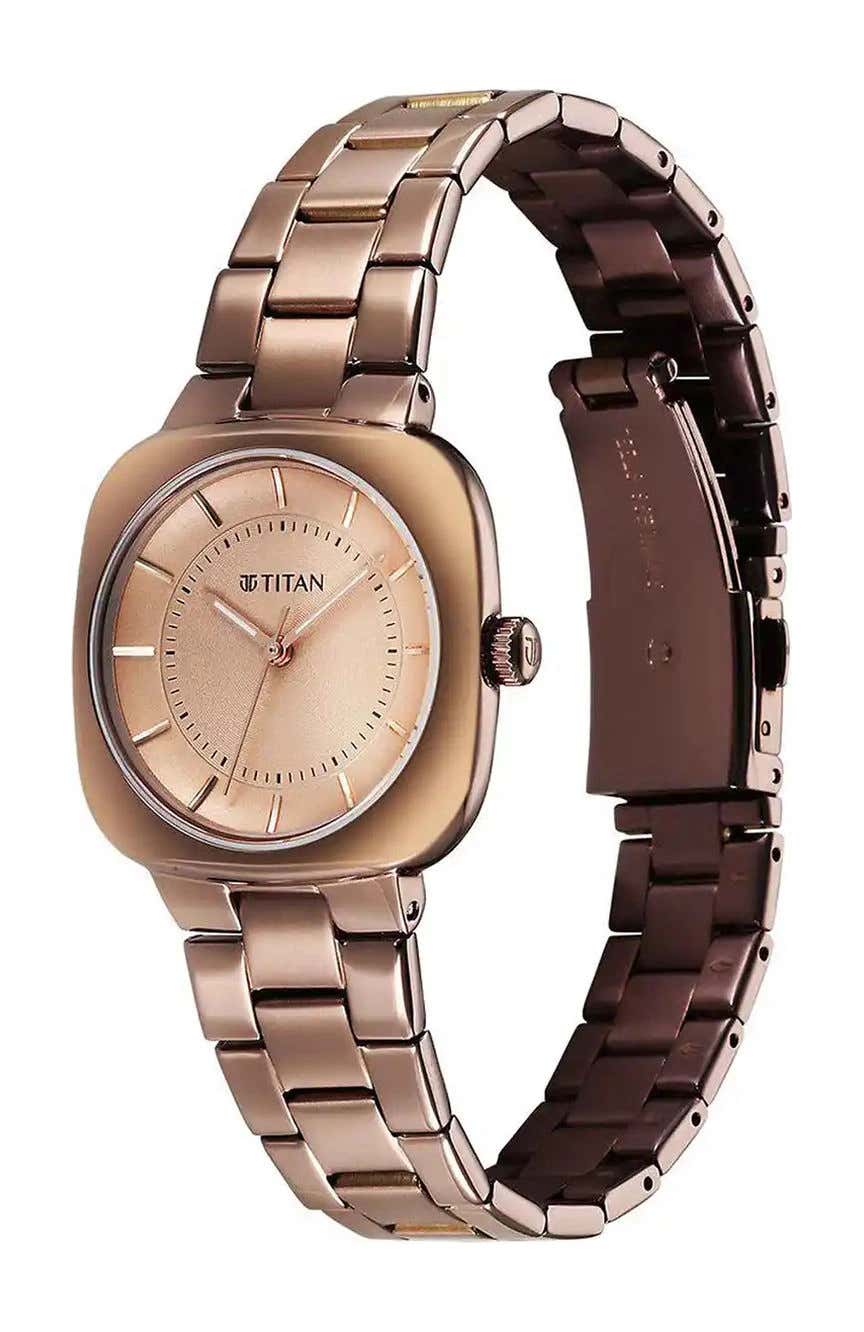 Titan Horizon Quartz Analog Brown Dial Stainless Steel Strap Watch For Women
