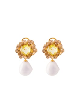 Madreperla Citrine yellow Pearl earrings