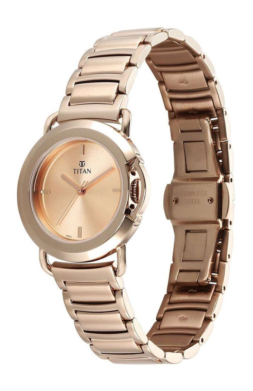 تيتان Workmode Quartz Analog Rose Gold Dial Stainless Steel Strap Watch For Women