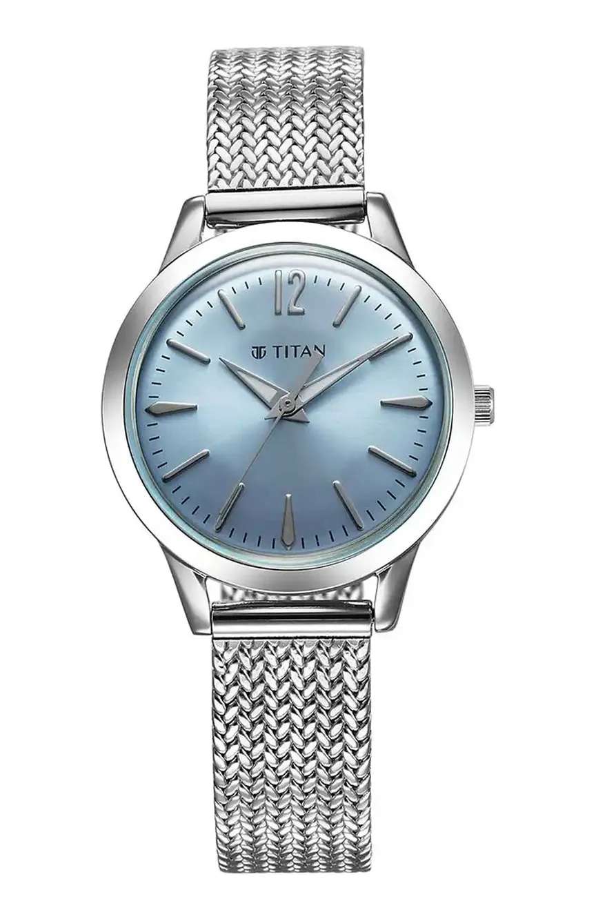 Titan Timeless Urban Quartz Analog Blue Dial Metal Strap Watch For Women