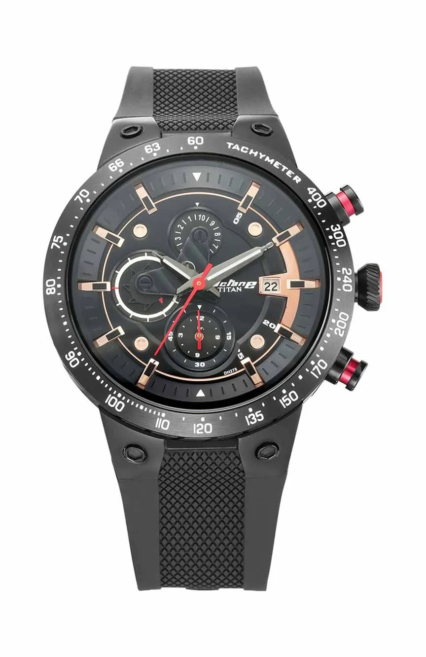 

Titan | men Titan Octane Black Dial Chronograph PU Strap watch for Men