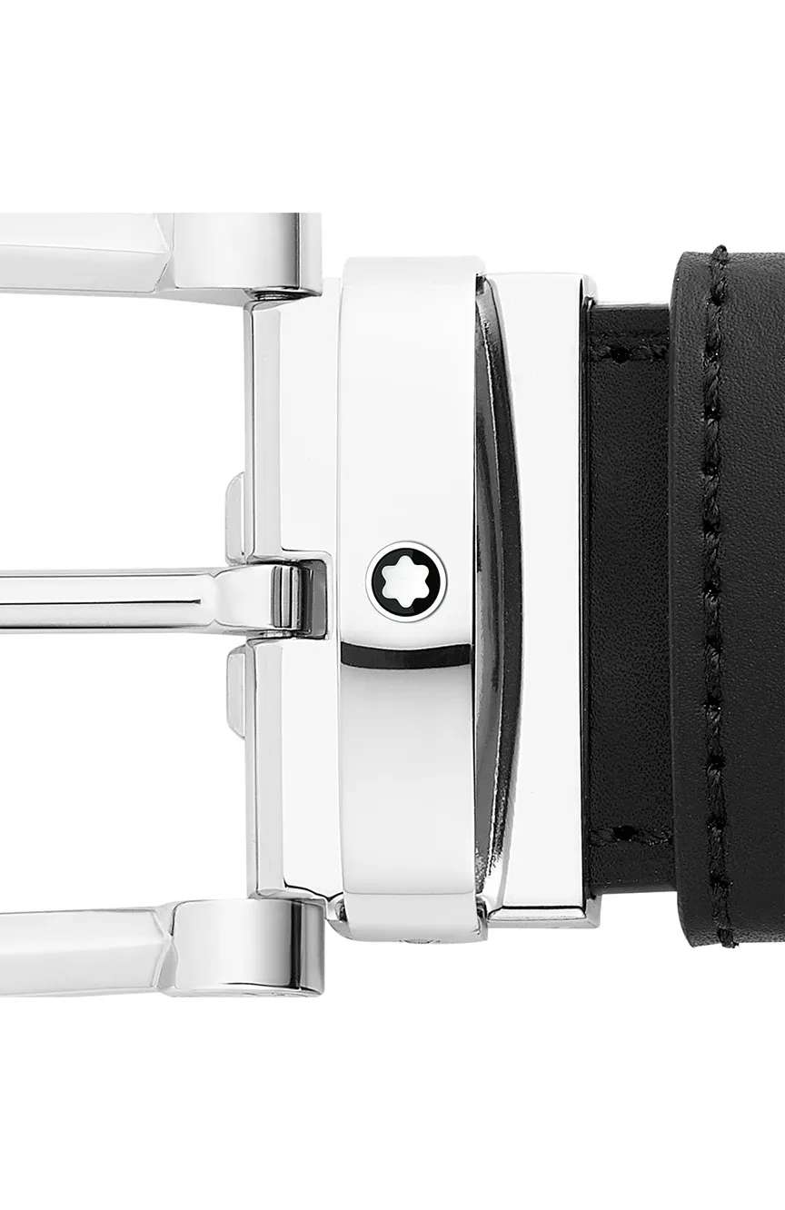 Montblanc Horseshoe Buckle Black and Brown 35 MM Reversible Leather Belt