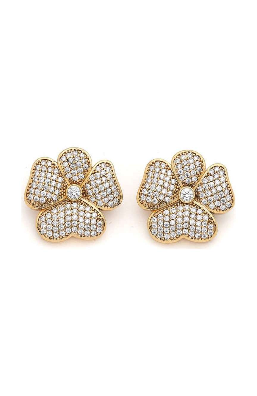 مون ريف Gold Plated Zircon Clover Earrings