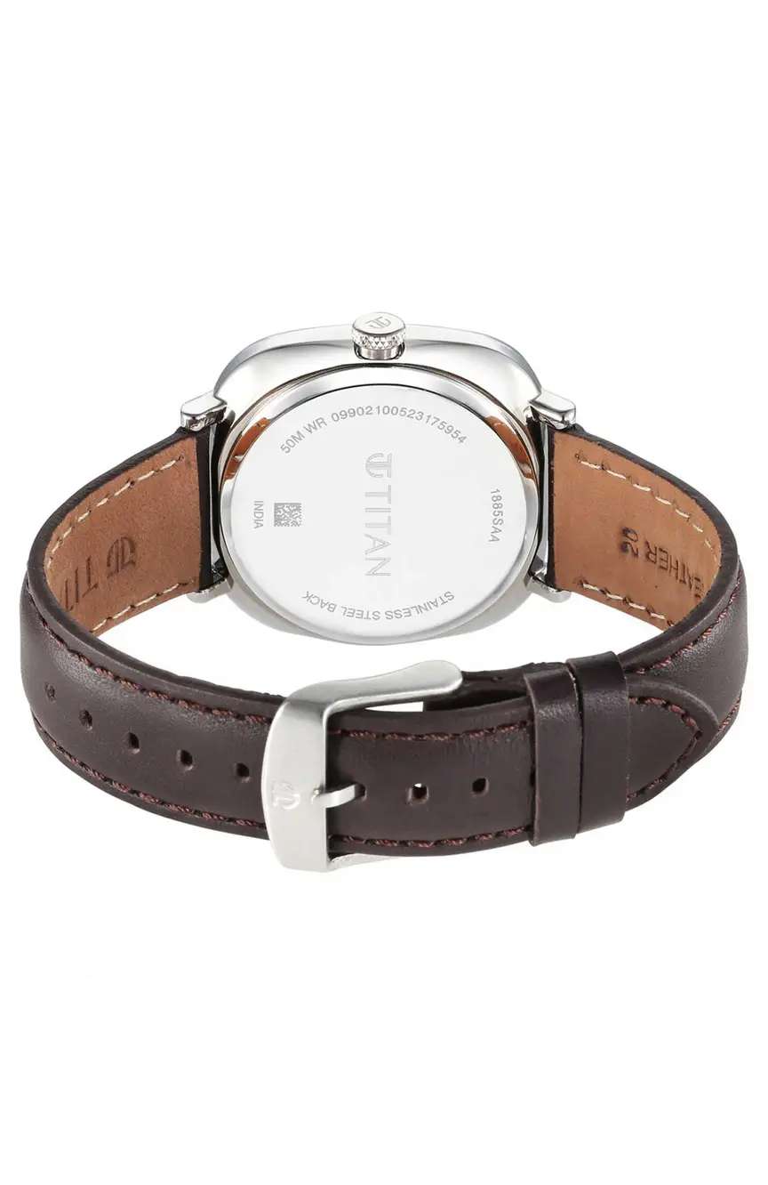 Titan Neo Curve Quartz Analog Anthracite Dial Brown Leather Strap Watch for Men