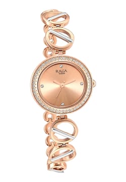 Titan Raga Viva Quartz Analog Rose Gold Dial Two Toned Metal Strap Watch For Women