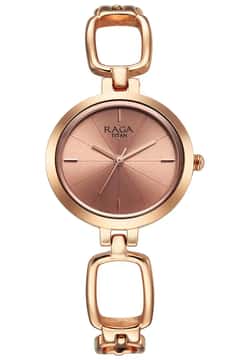 Titan Raga Quartz Analog Rose Gold Round Dial Rose Gold Metal Strap Watch For Women