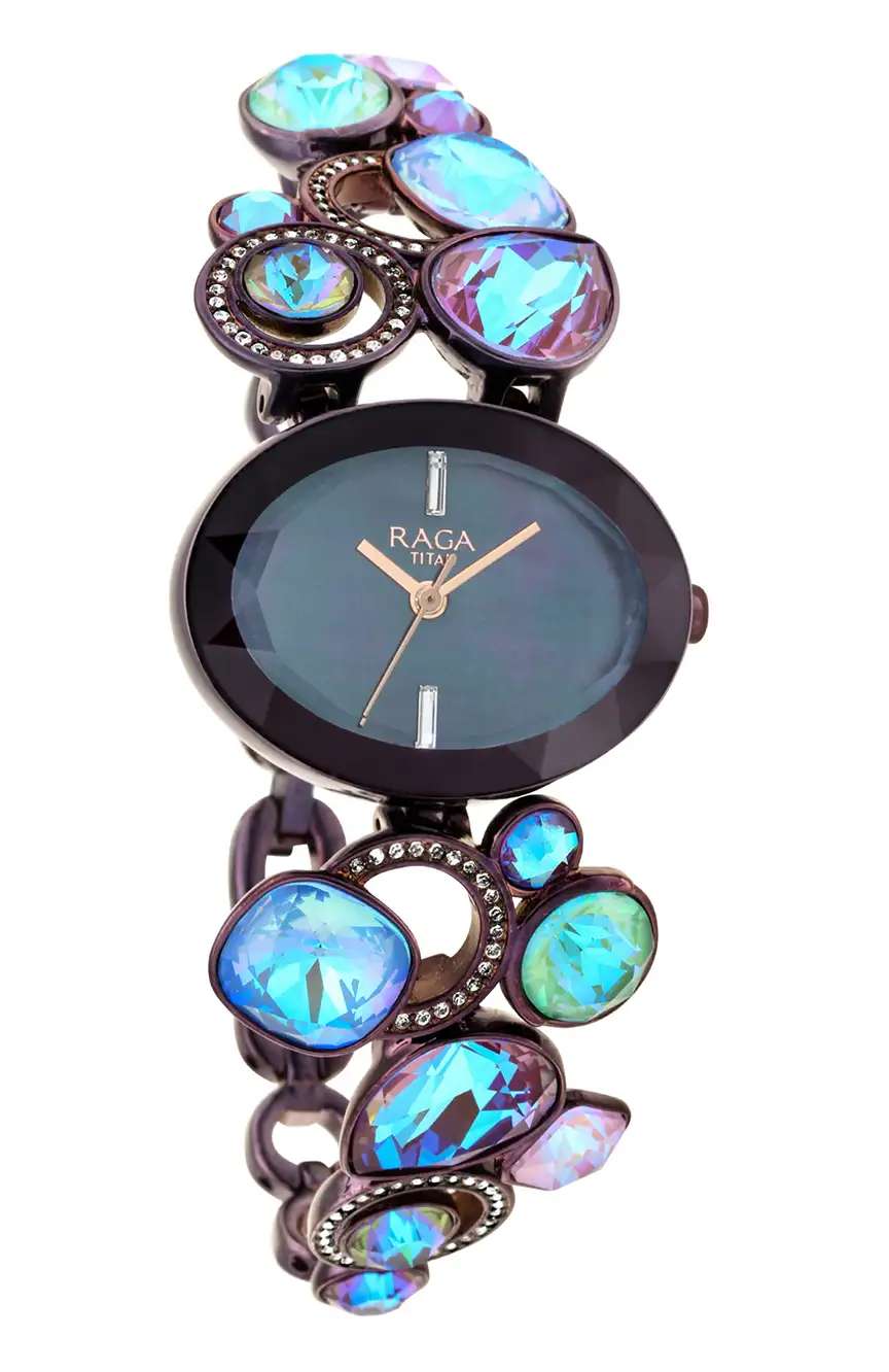 Titan Raga Moments Of Joy Quartz Analog Mother of Pearl Dial Maroon Metal Strap Watch For Women