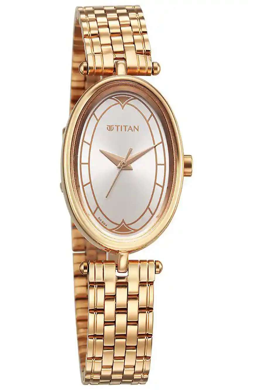 Titan Karishma Quartz Analog Silver Dial Rose Gold Stainless Steel Strap Watch For Women
