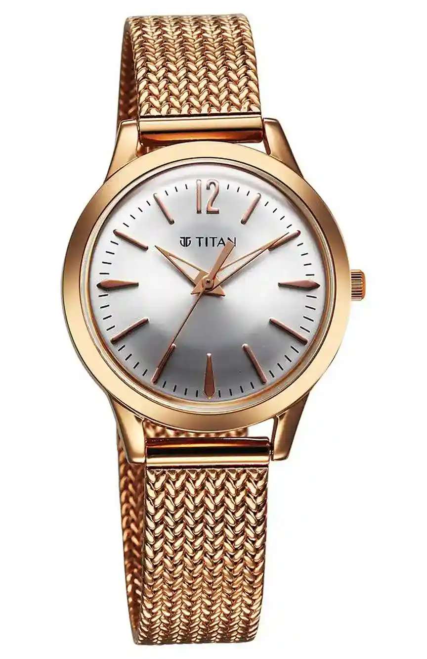 Titan Timeless Urban Quartz Analog Silver Dial Metal Strap Watch For Women