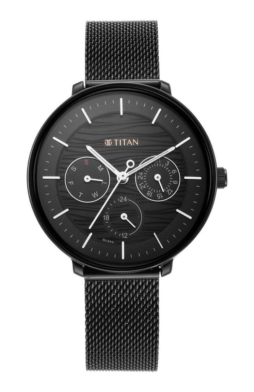 Titan Women's Svelte Green: Multi-Function Watch with Metal Strap