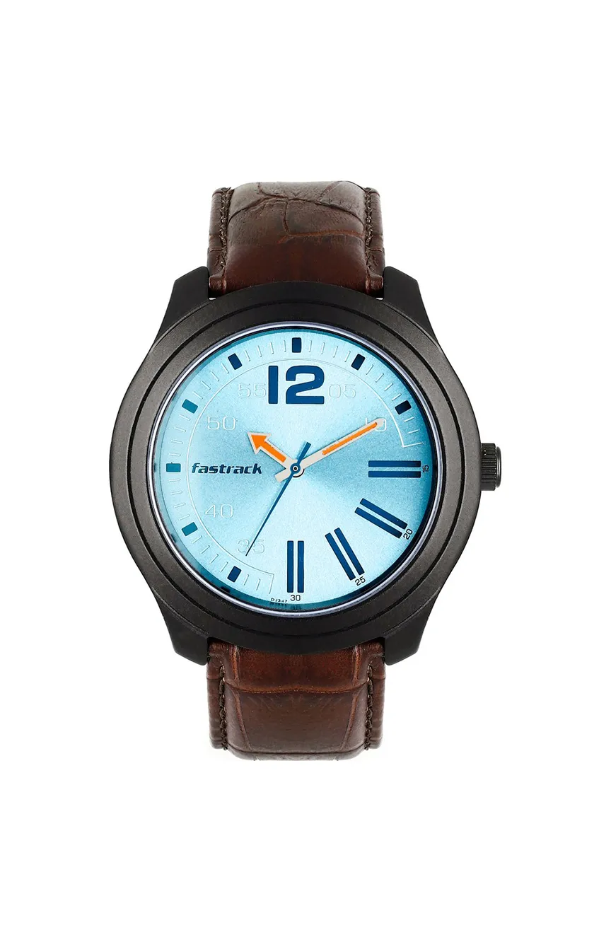 

Titan | boys Fastrack Road Trip Quartz Analog Blue Dial Leather Strap Watch for Guys