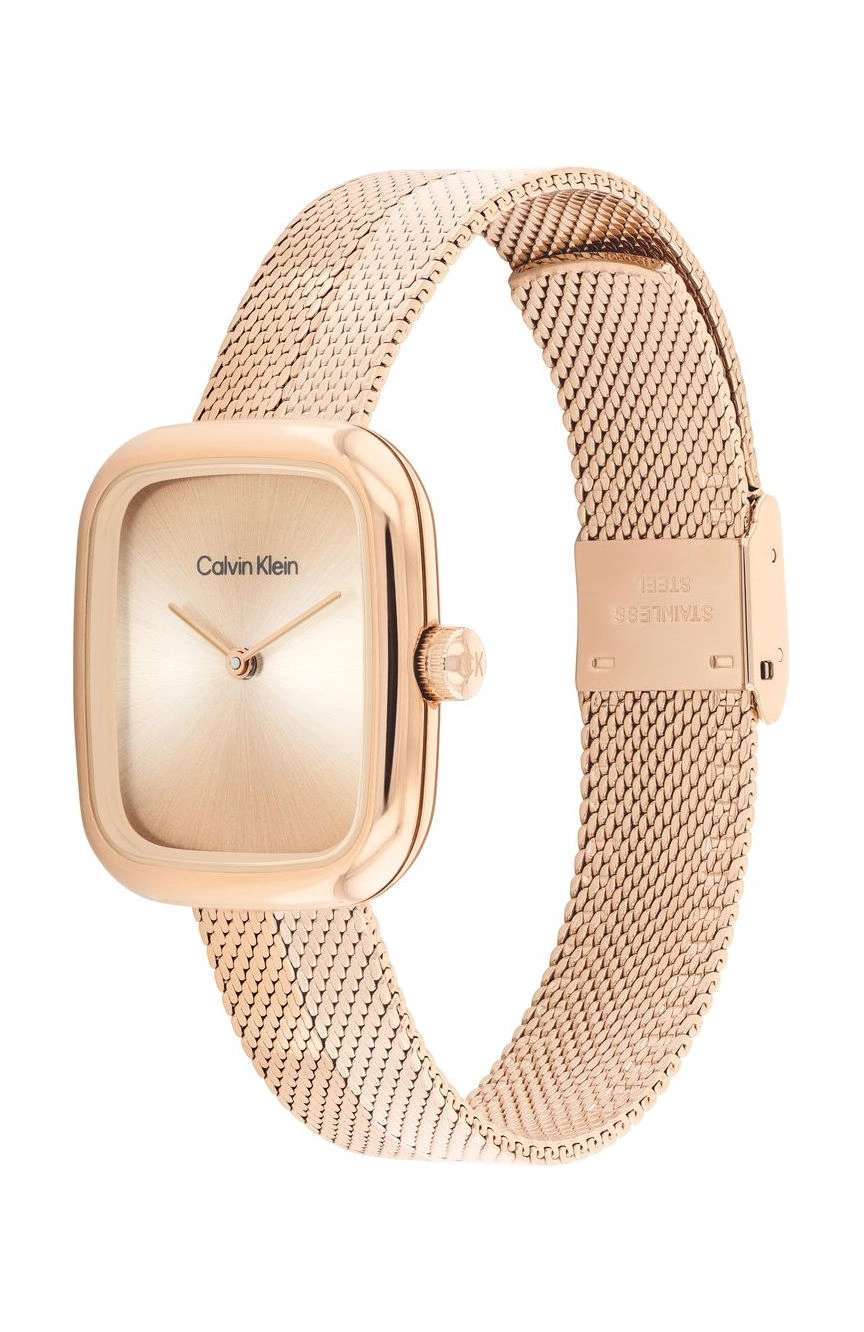 كلفن كلاين ساعة كلفن كلاين أدور بميناء مستطيل مقاس 27 مم وسوار ستانلس إستيل للنساء