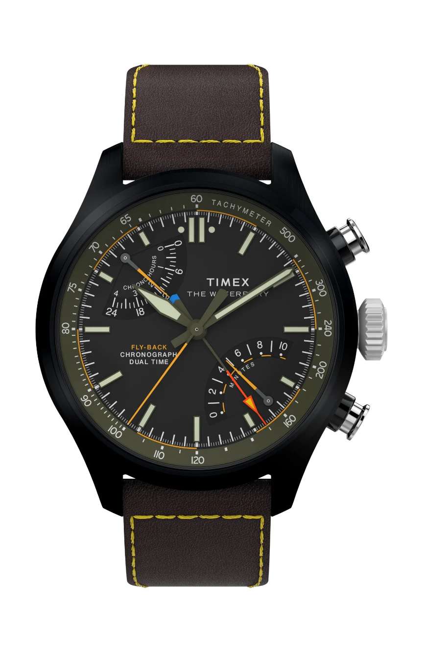 Timex Waterbury Ace Fly-Back Chronograph 43mm Leather Strap Watch