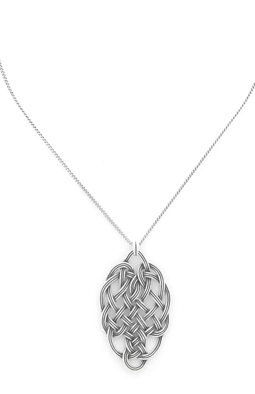 Ori Tao Silvered oval pendant necklace Shinomoki