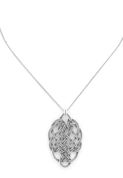 Ori Tao Silvered oval pendant necklace Shinomoki