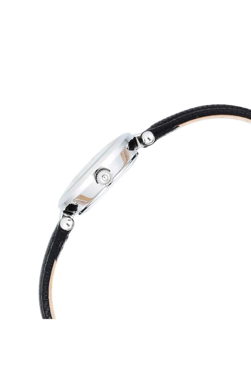 Titan Raga Silver Quartz Analog Mother Of Pearl Dial Sterling Silver Case With Black Color Leather Strap Watch For Women