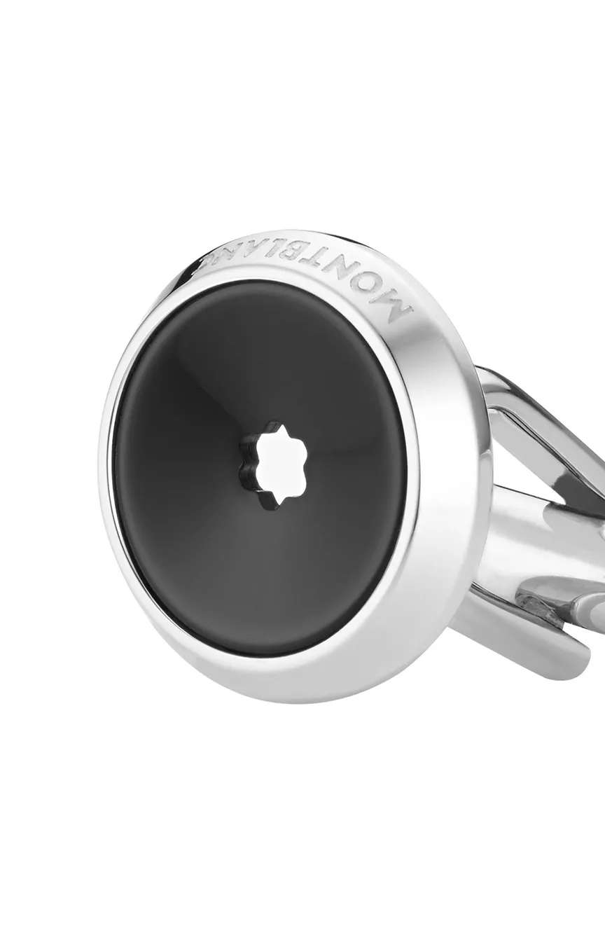 Montblanc Star Cuff Links Round, Steel, Resin, Snowcap