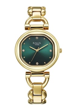 Titan Raga Showstopper Quartz Analog Green Dial Metal Strap Watch For Women