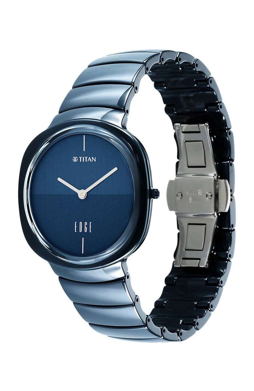 Titan Edge Squircle Quartz in Atlantic Blue with Glossy Ceramic Unisex Watch