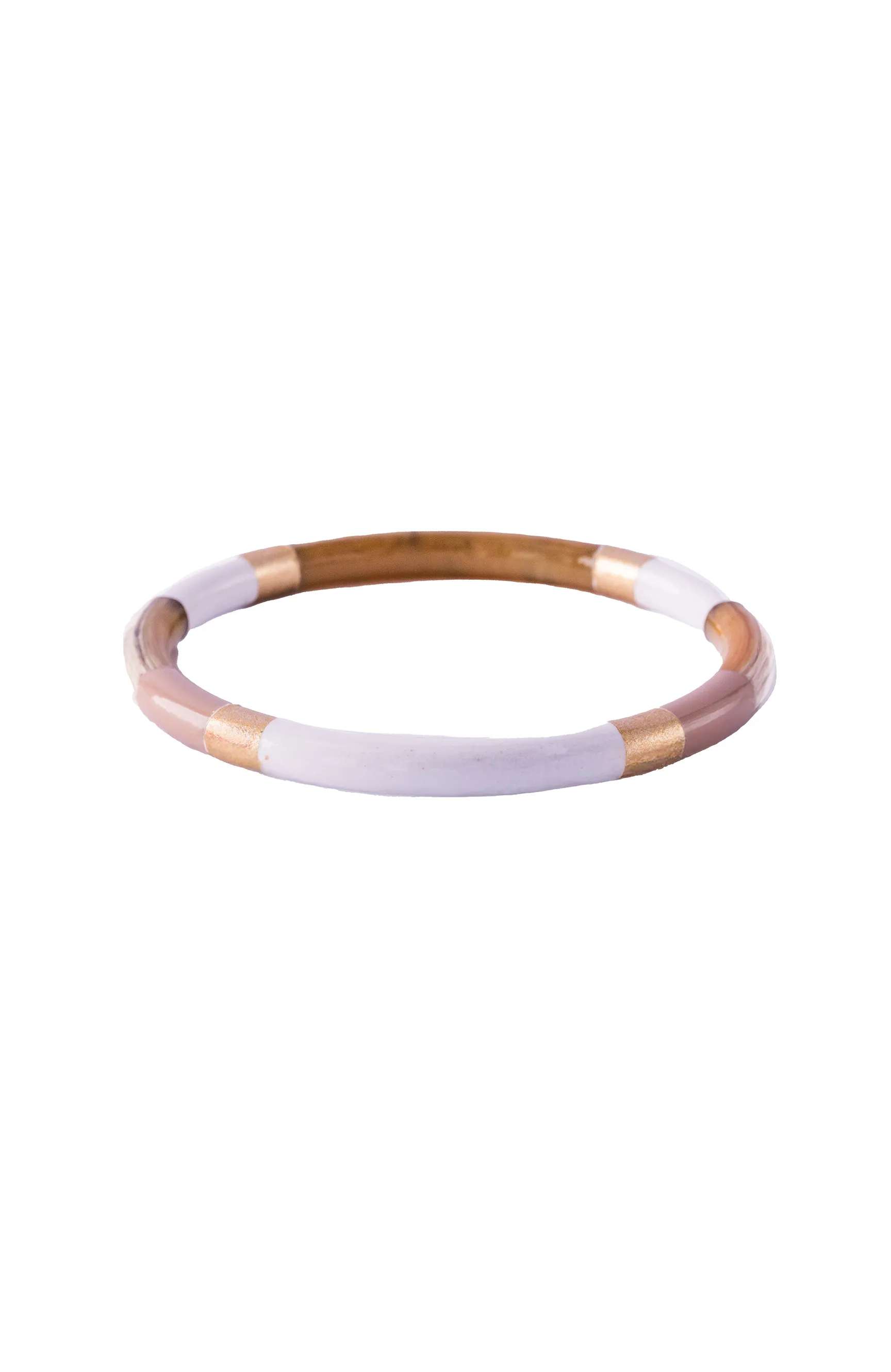 Soyang Paris Horn and Lacquer white and gold bangle
