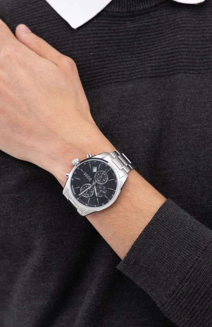 بوص ساعة بوص جراند بريكس 44 مستديرة بسوار من الفولاذ المقاوم للصدأ مقاس 44.5 مم للرجال