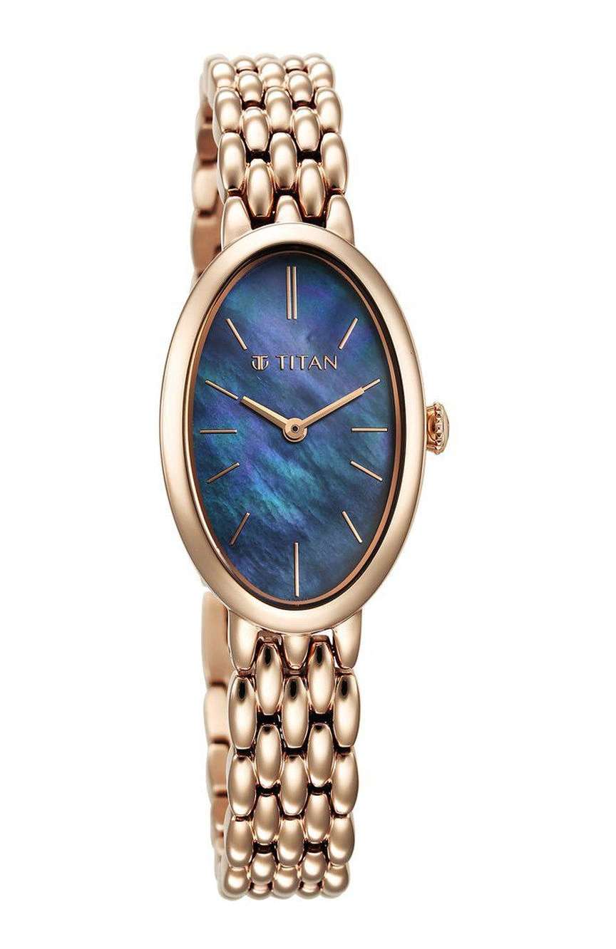 Titan Aura Quartz Analog Mother Of Pearl Dial Stainless Steel Strap Watch for Women