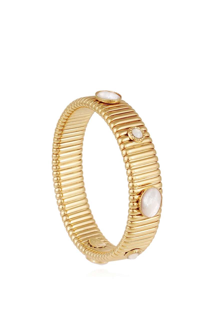Gas Bijoux Gold Plated Felxible Mother of Pearl Bracelet