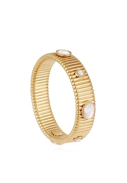 Gas Bijoux Gold Plated Felxible Mother of Pearl Bracelet