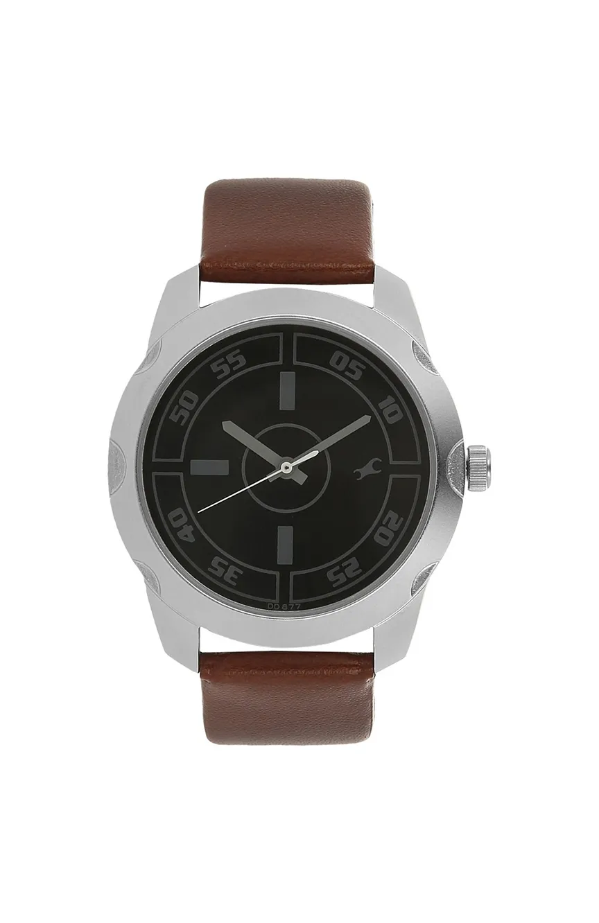 

Titan | Fastrack Quartz Analog Black Dial Leather Strap Watch for Guys