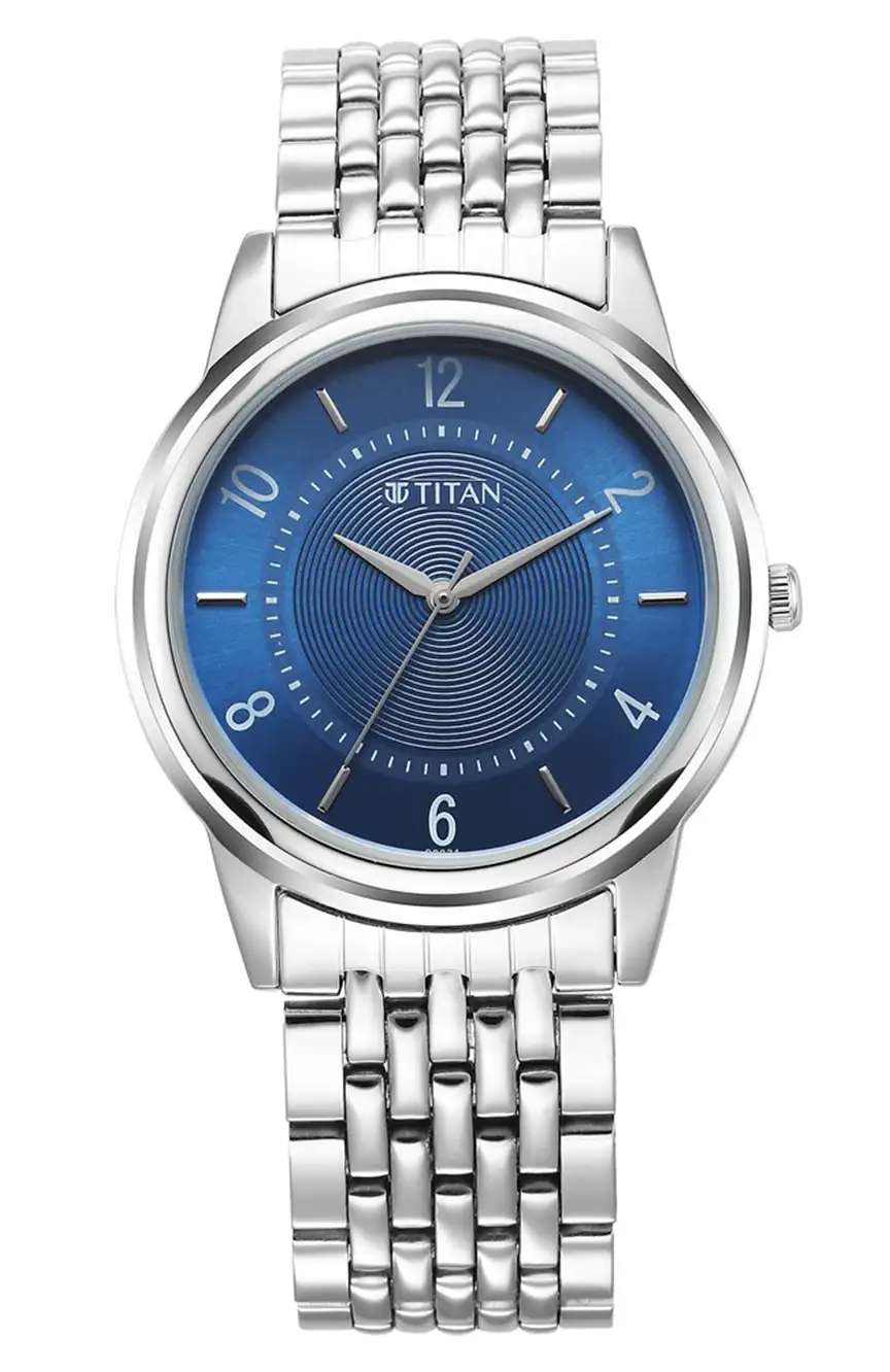 Titan Karishma Zing Quartz Analog Blue Dial Stainless Steel Strap Watch for Men