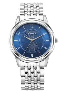 Titan Karishma Zing Quartz Analog Blue Dial Stainless Steel Strap Watch for Men