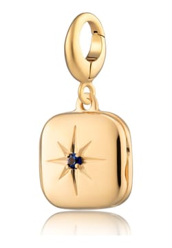 Lily Charmed Gold Star Locket Charm With Blue Stone