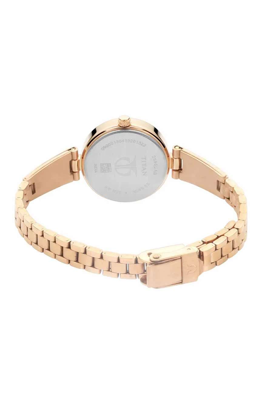 Titan Quartz Analog Silver Dial Metal Strap Watch for Women