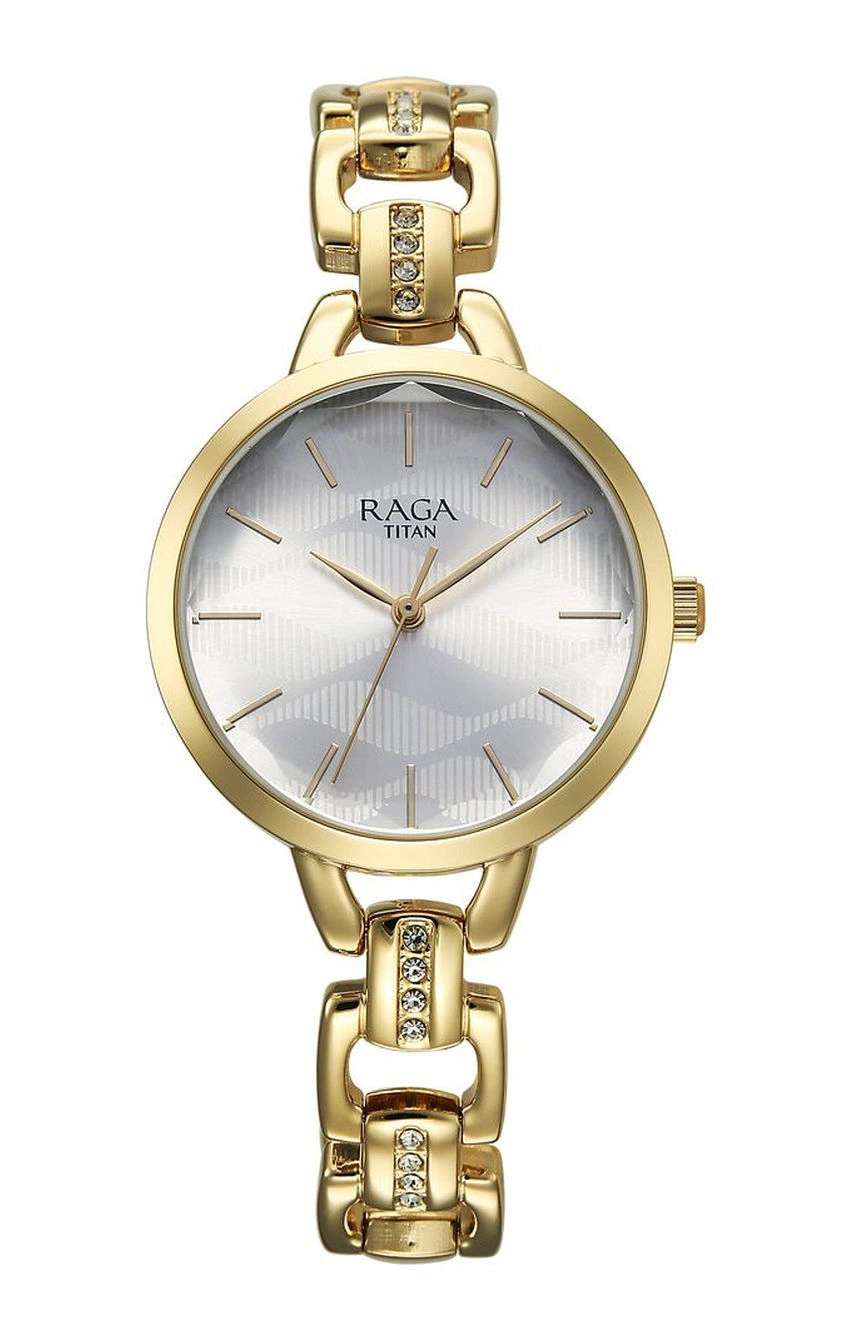 Titan Raga Showstopper Quartz Analog Silver Dial Metal Strap Watch For Women