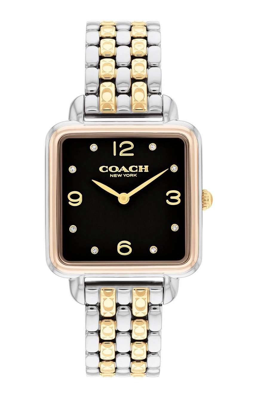 كوتش ساعة كوتش كاس بميناء مربع مقاس 28 مم وسوار ستانلس إستيل للنساء