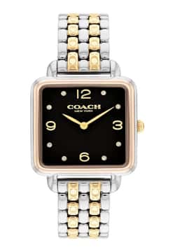 Coach ساعة كوتش كاس بميناء مربع مقاس 28 مم وسوار ستانلس إستيل للنساء