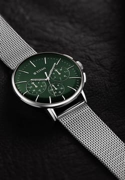 Titan Light leathers Multifunction Anthracite Dial Stainless Steel Strap Watch For Men
