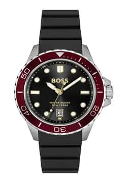 Boss ساعة بوص تروبر سبورت مستديرة بسوار سيليكون مقاس 42 مم للرجال