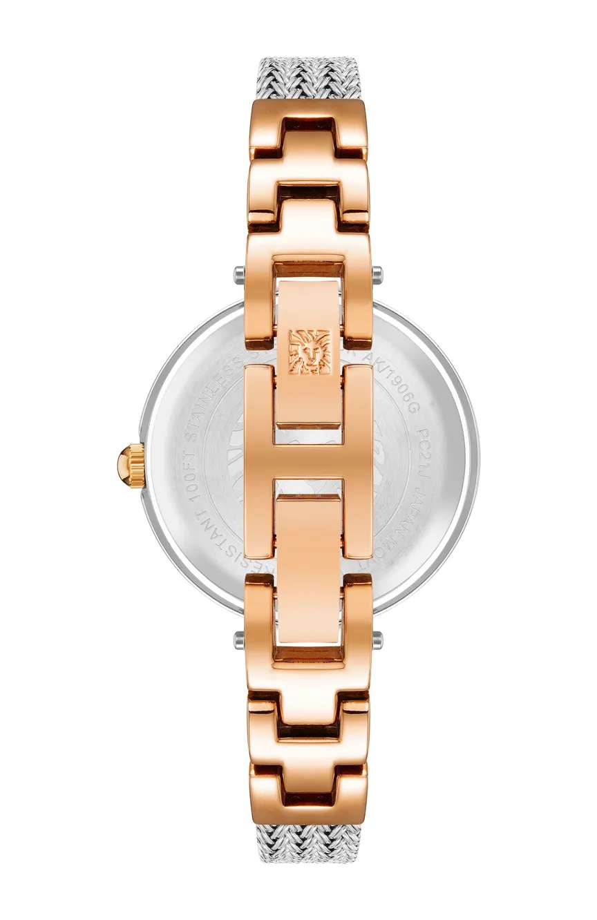 آن كلاين ساعة يد نسائية بسوار ستانلس ستيل بتقنية الكوارتز