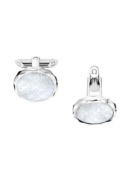 OMEGA CUFFLINKS, MOTHER OF PEARL, STAINLESS STEEL