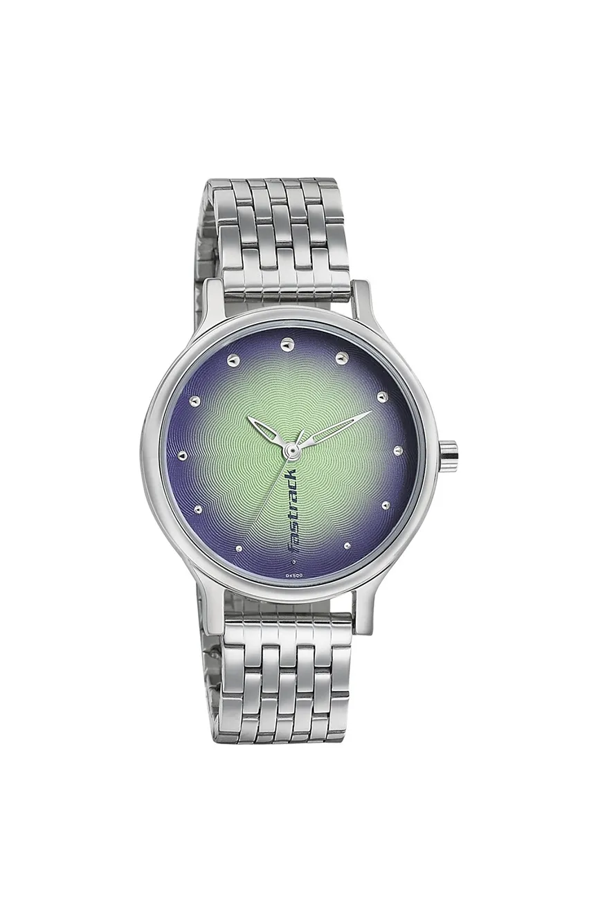 

Titan | girls Fastrack Sunburn Quartz Analog Green Dial Metal Strap Watch for Girls