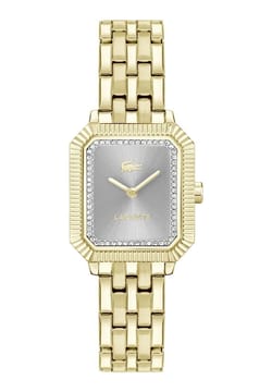 Lacoste ساعة لاكوست باريسيان بميناء مستطيل مقاس 23 مم وسوار ستانلس إستيل للنساء