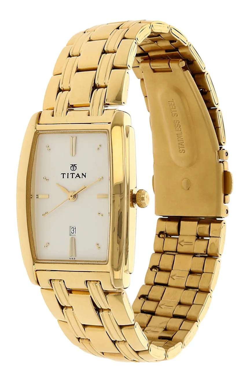 Titan Regalia White Dial Analog with Date Metal Strap watch for Men