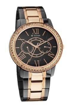Titan ساعة تيتان رويال كوارتز بميناء رخامي وسوار ستانلس إستيل بلونين للرجال