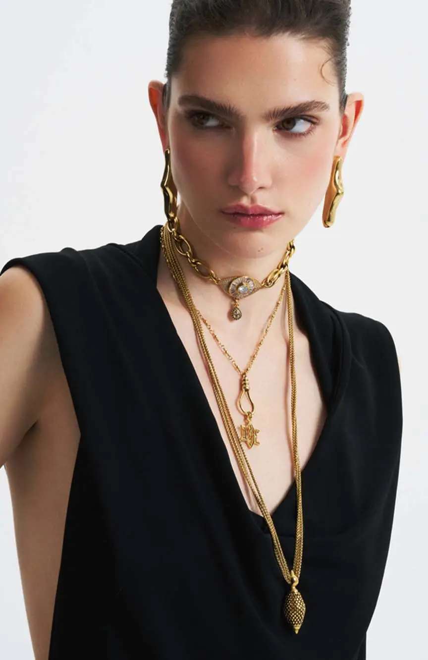 Mon Reve Protector Zircon Eye Charm Chain Necklace