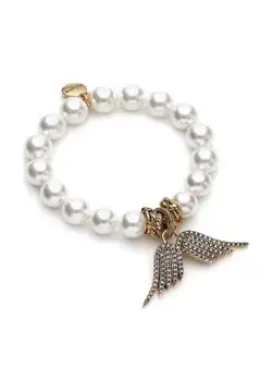 Mon Reve Angel Wings Charm Pearl Bracelet