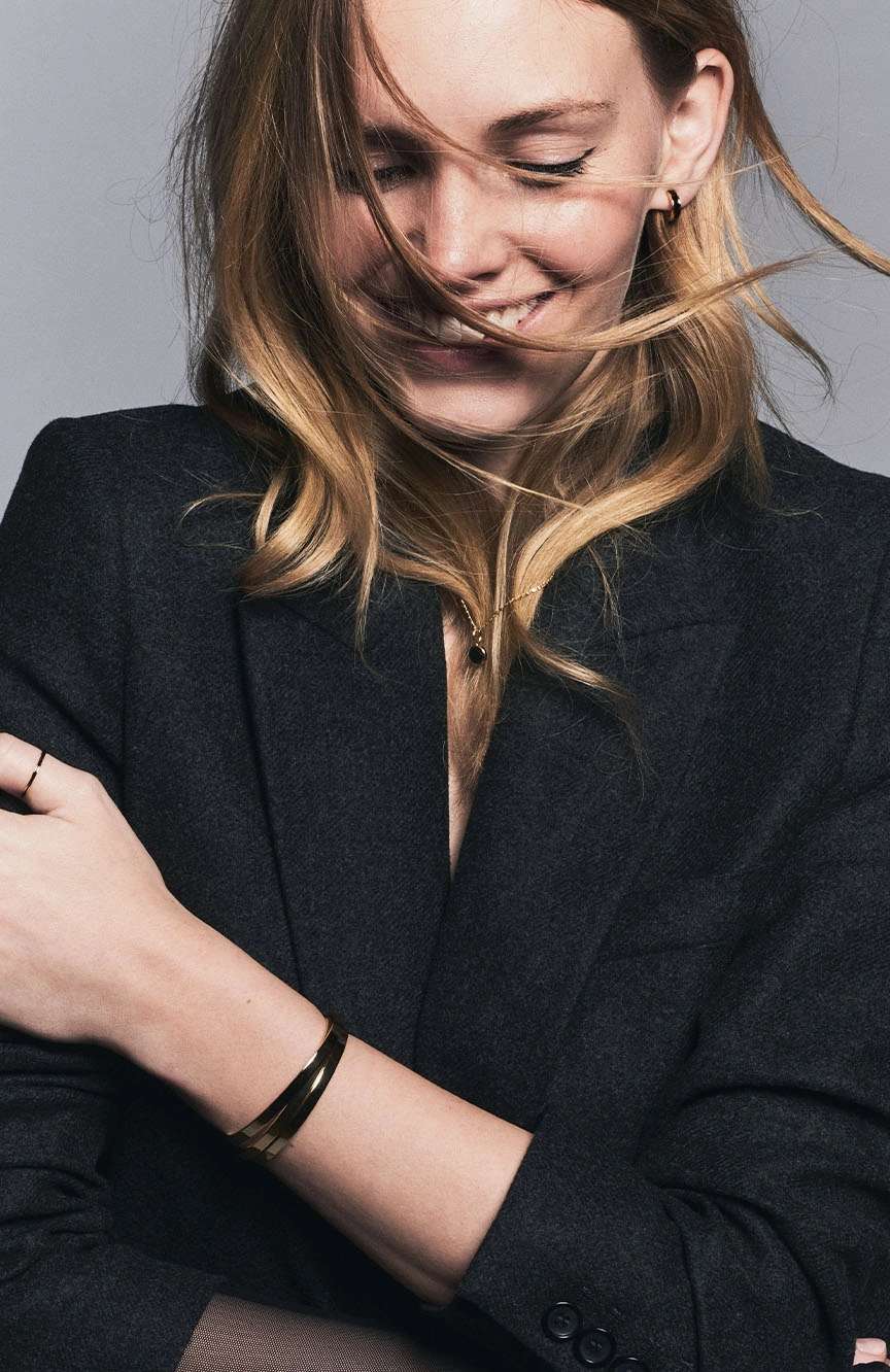 Bangle-Up Lacquer adjustable thin cuff bangle gilded brass