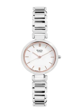 Titan Raga Viva White Dial Analog Metal Strap watch for Women