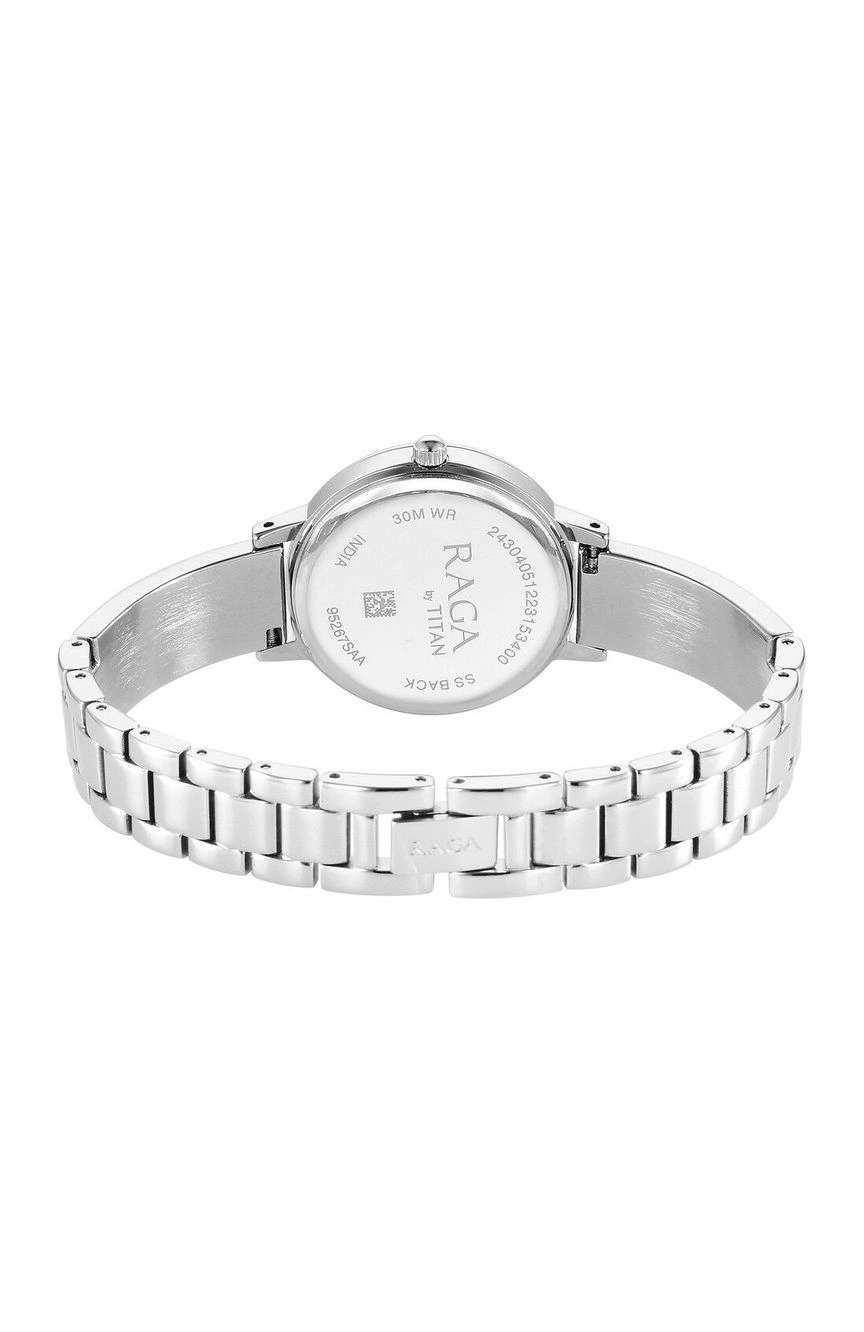 تيتان ساعة تيتان راجا شوستوبر كوارتز بميناء أزرق وسوار معدني بلون فضي للنساء