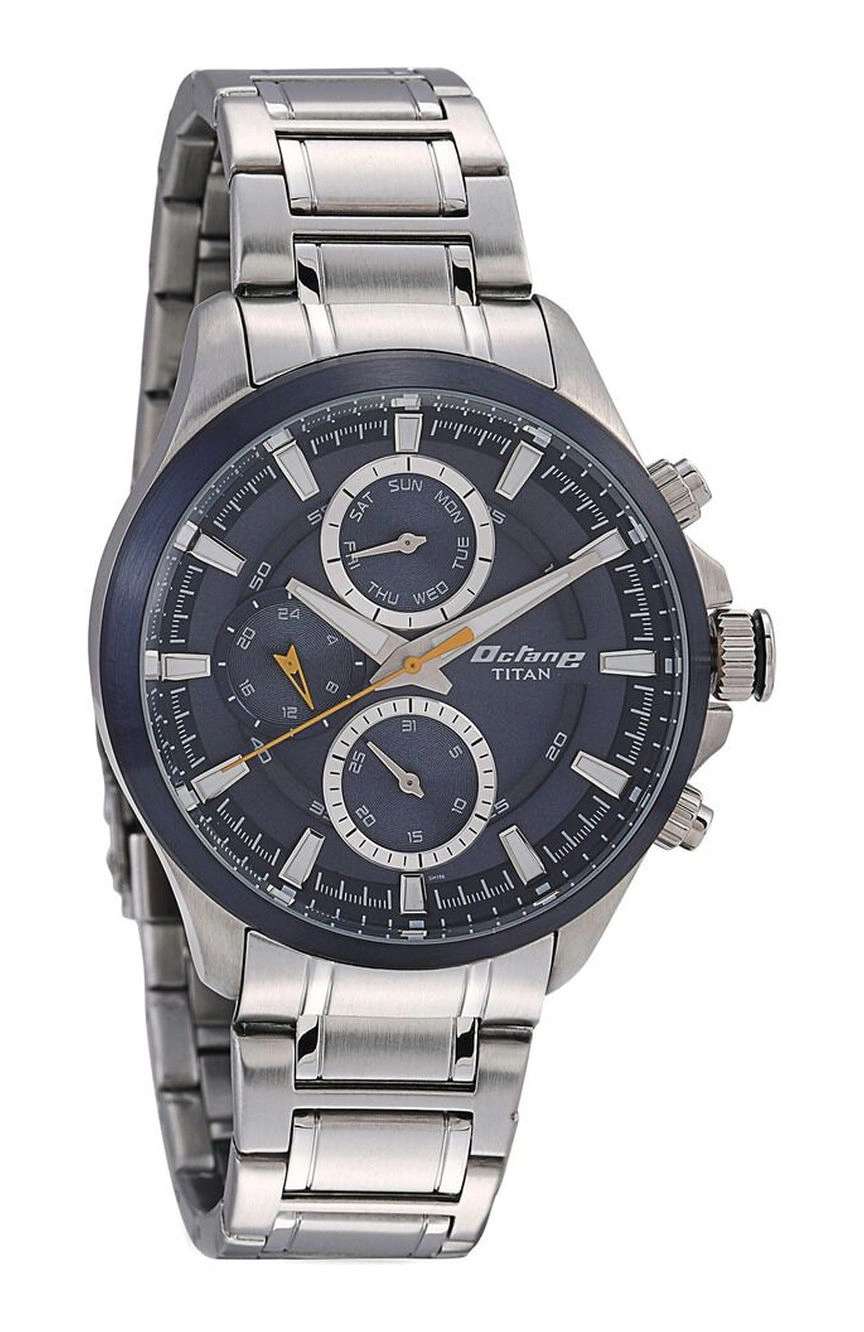 Titan Octane Blue Dial Quartz Multifunction Stainless Steel Strap watch for Men